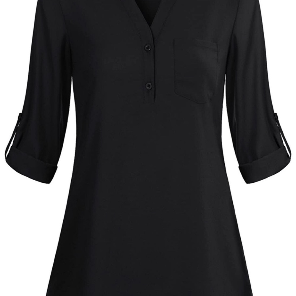 Messic Women's large black V-Neck Blouse